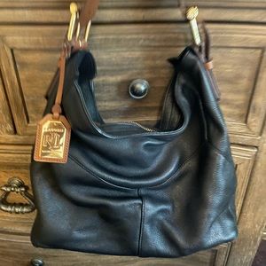 Lauren Ralph Lauren black leather shoulder bag